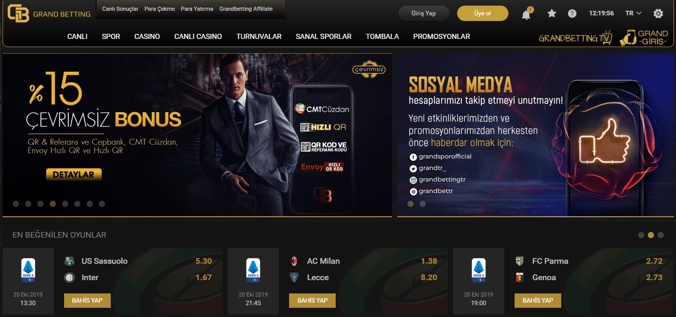 grandbetting Üye Oluşturma